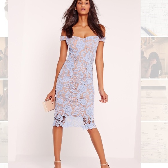 off the shoulder lace midi dress